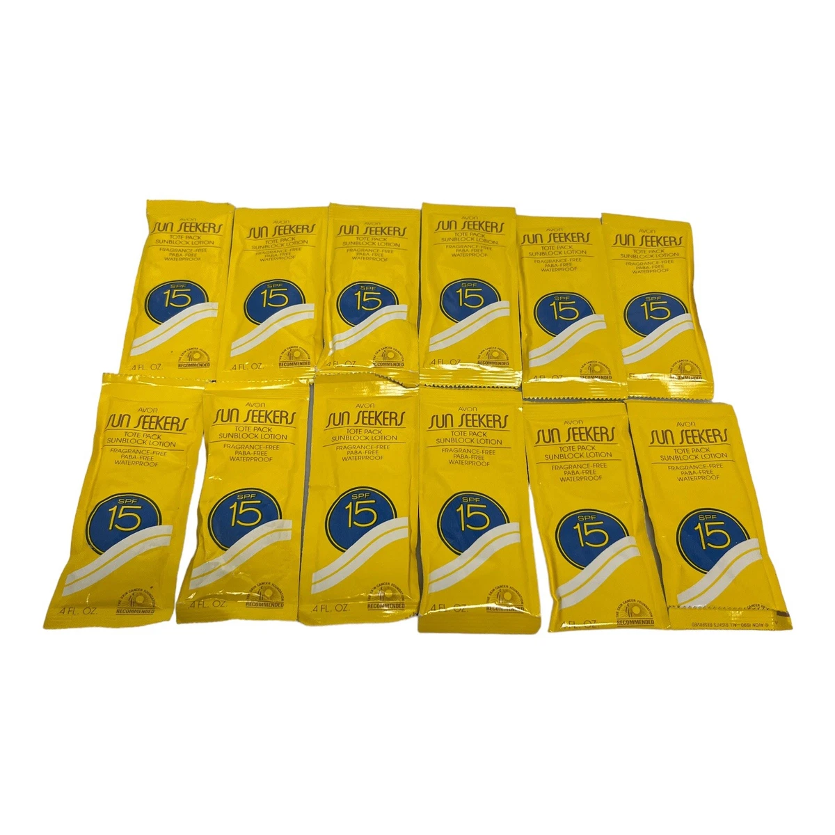 Avon Sunblock Lotion SPF 15 Sun Seekers Sample 12 Pack .4oz NOS NEW