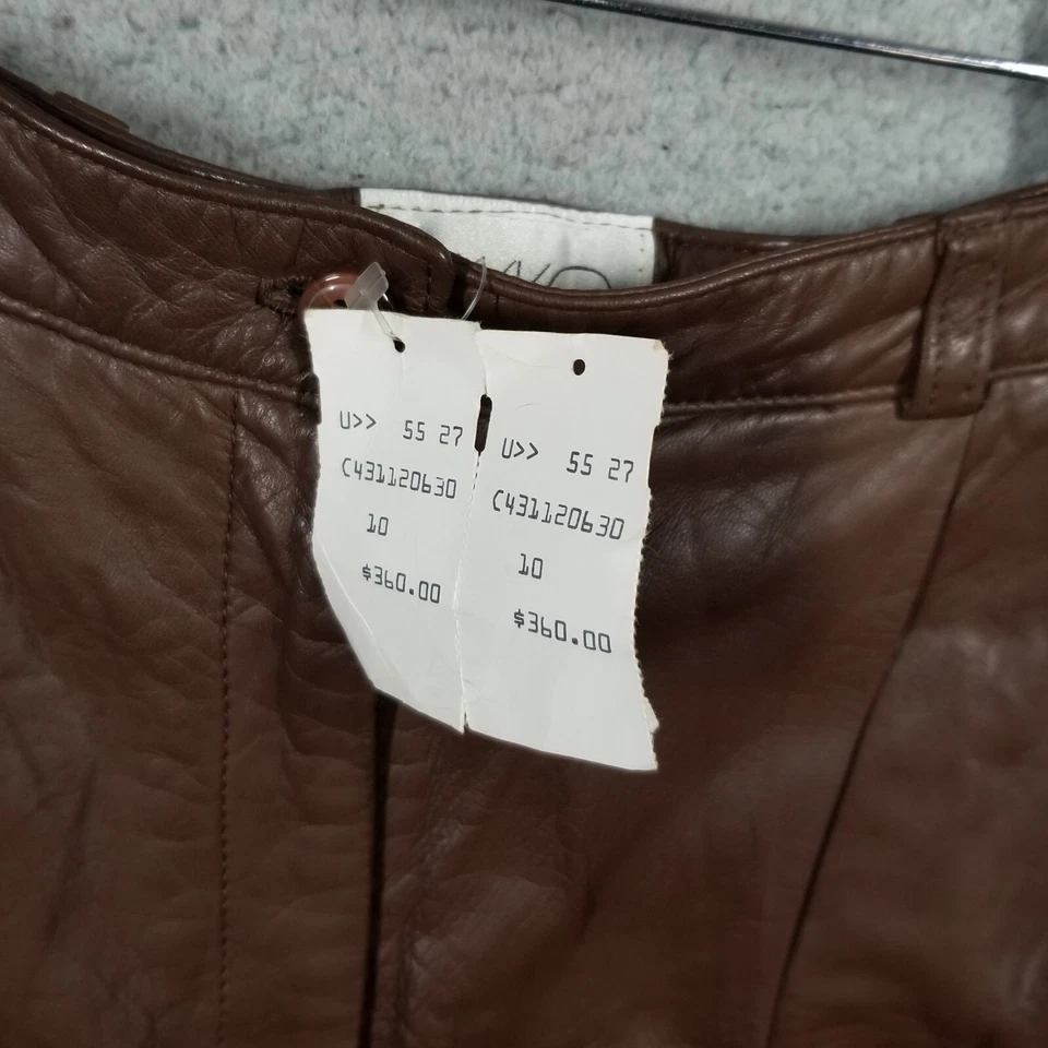 Pantalones VAKKO Vintage Cuero Marrón 26X32 Ajuste Cintura Alta Años 70 80 $360 Foto 3 de 4