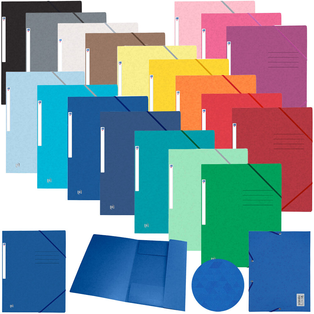 Oxford Einschlagmappe mit Gummis A4 Karton Eckspanner Sammelmappe Schnellhefter
