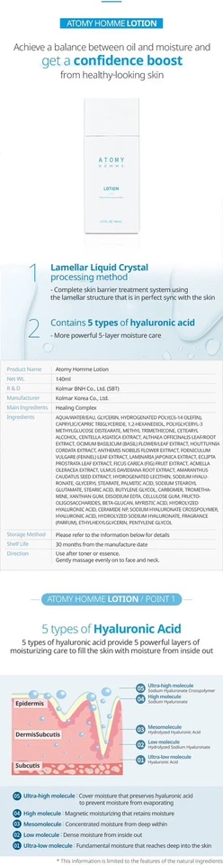 Atomy Homme Loción 140 ml Hidratante Antiadherente Revitalizar Corea Belleza Cuidado de la Piel Foto 4 de 4