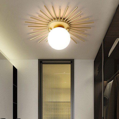 Modern Gold Sputnik Flush Mount Lamp Hallway Globe Glass Ceiling Light Fixture - Picture 2 of 12