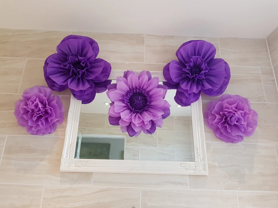 Mermaid unicorn frozen pom pom paper flower wall tissue decorations birthday  - Image 3 of 4