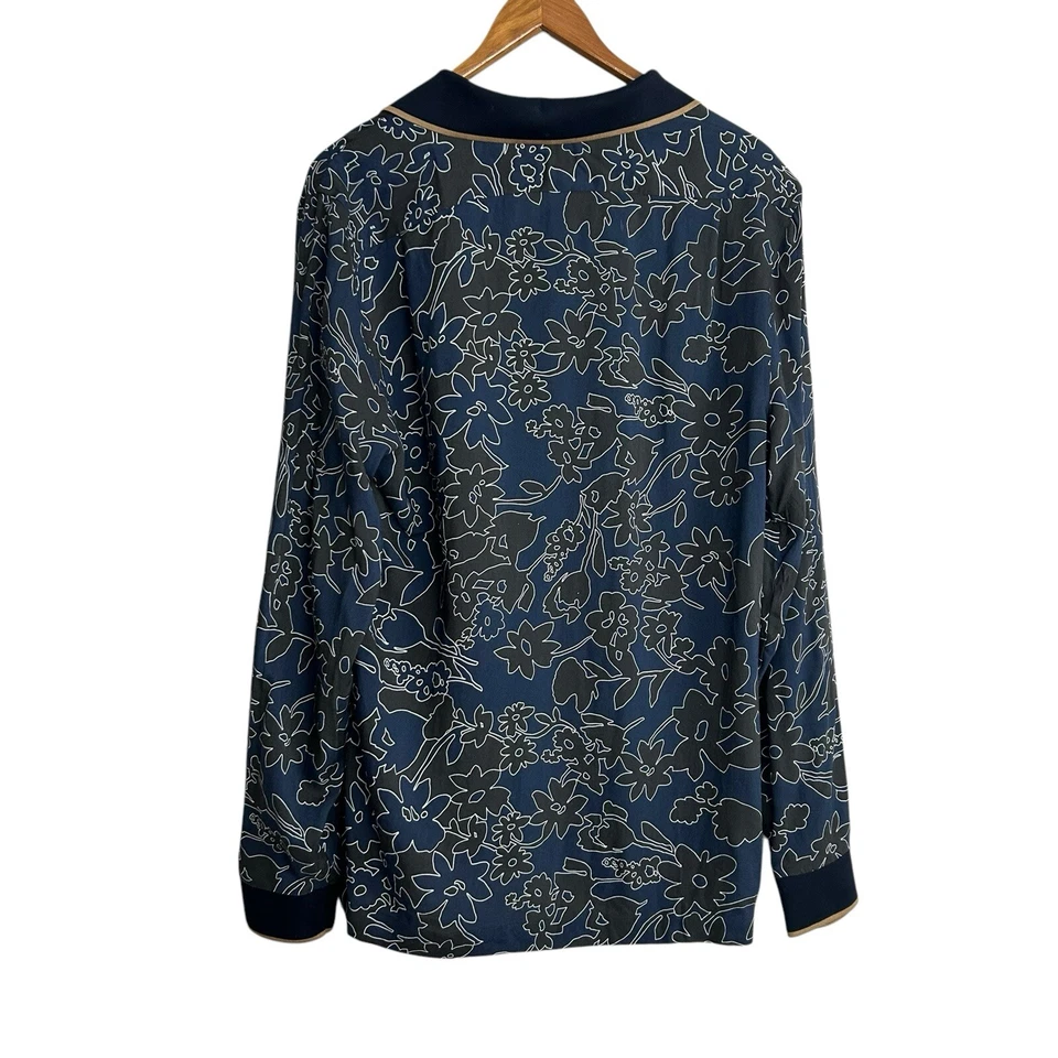 Camisa REISS Majesty Tejida Borde Ombre Floral Para Hombre Talla Mediana Azul Abotonada Foto 4 de 4