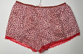 Victoria Secret L Red Pink Leopard Print Sleep Pajama Shorts NWT New