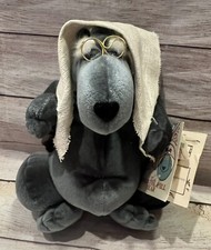 Vintage Heartline Methuselah Over The Hill Bear 1987 Grey Stuffed Animal Toy 11"