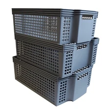 NEPA Market Stackable Turn-Around 3 Storage Baskets Set 15" x 11" x 5"