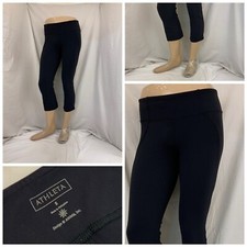 Athleta Yoga Pants S Black Capris Nylon Stretch Fitted YGI W1-140