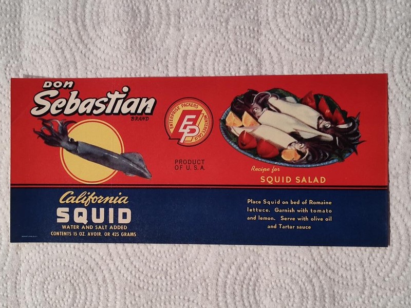 1 Don Sebastian California Squid Vintage Can Label