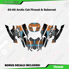 Orange Thrash Graphics kit fits Arctic Cat Sabercat Firecat 500 600 700 F5 F6 F7
