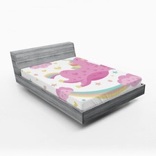 Image of Unicorn Fitted Sheet Unicorn with Star Rainbow