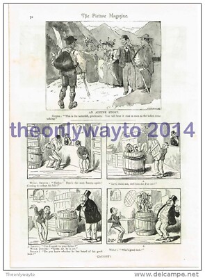 Alpine Story & Caught, Comic Skizze, Buchillustration, um 1895