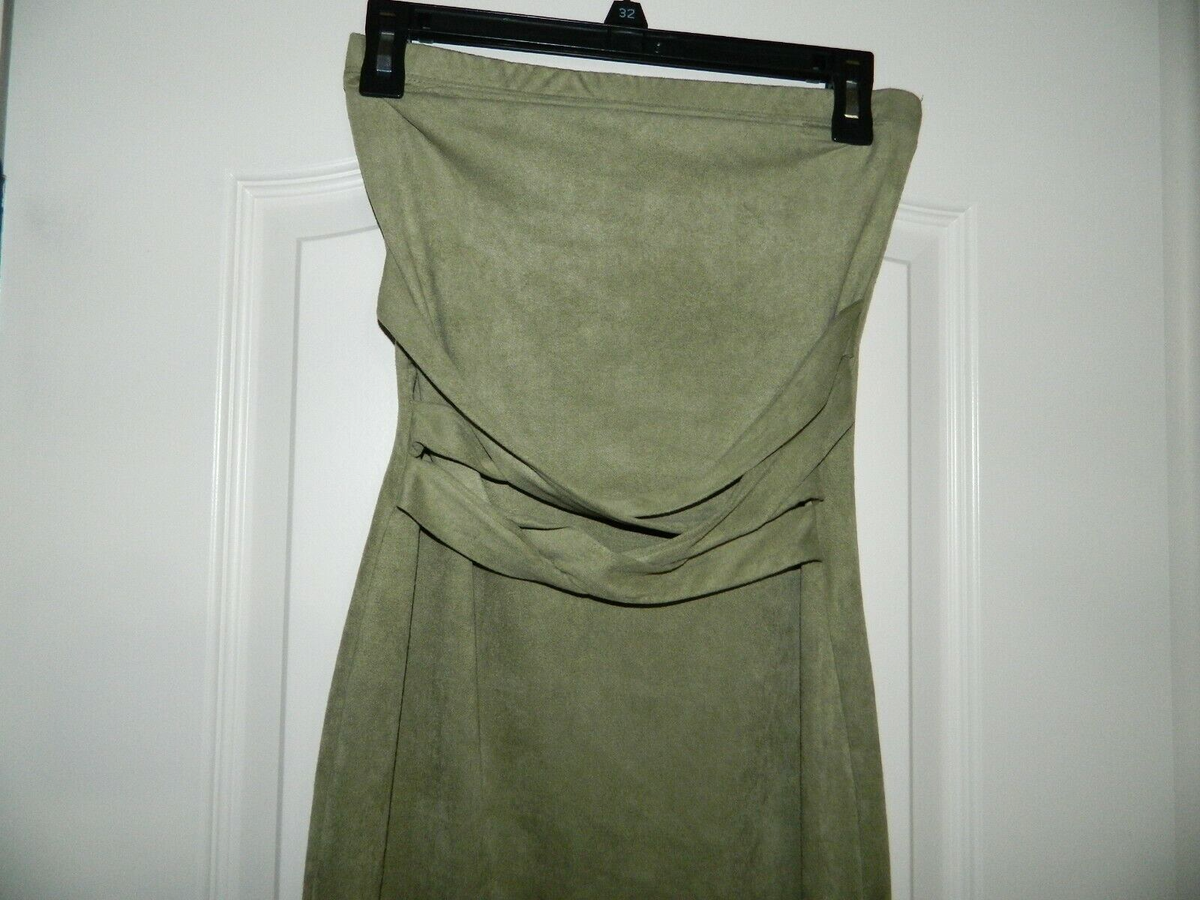 Women's Faux Suede Olive Green Dress Size Small | eBay