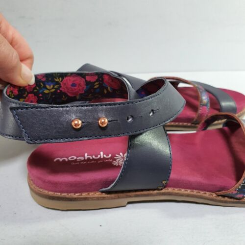 MOSHULU COLOURS Flat Navy Pink Leather Strappy Peep toe Sandal Size UK 6 EUR 39 - Picture 2 of 21
