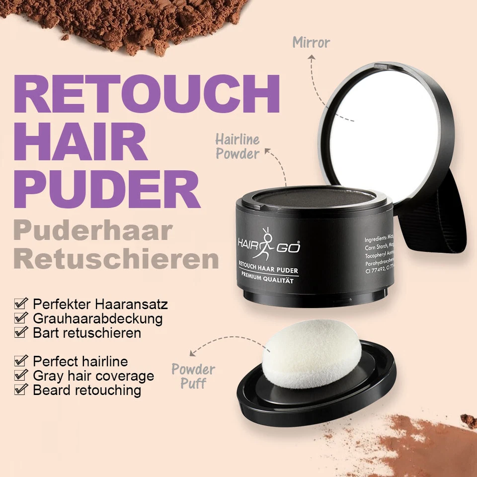 HAIR GO Retouch Premium Ansatzpuder Concealer Haarverdichtung Haarpuder Hairfor2 - Bild 4 von 4