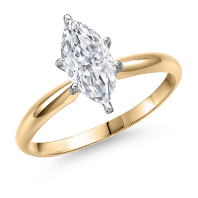 14K Yellow and White Gold IGI Certified Lab Grown Diamond Solitaire Engagement