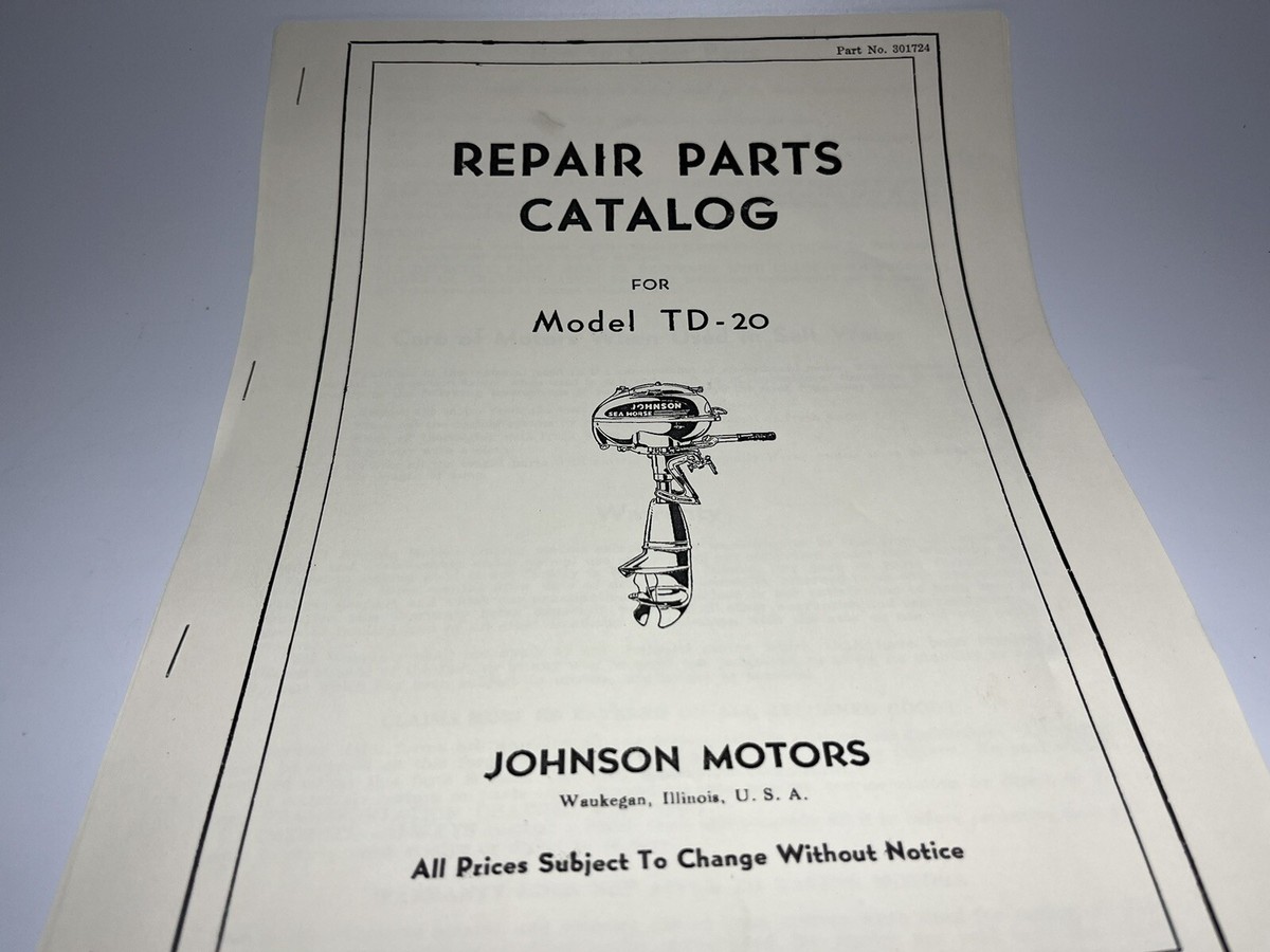 Reproduction OMC Johnson 5 HP TD-20 Parts Catalog | eBay