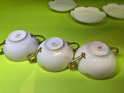 Set Of 3 Gold Accented Thomas Limoğes Two Handle Cup And Saucers GREAT CONDITION - Picture 6 of 9