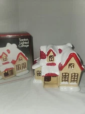 Seasons Greetings Hand Painted Santa's Lighted Cottage Christmas Village 