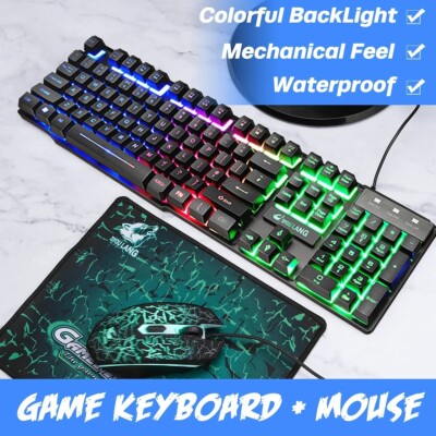 T11 Kabelgebundene Mechanische Tastatur Spiel Maus Regenbogen RGB Hintergrundbeleuchtung Tastatur für Computer
