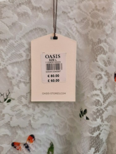 NWT Oasis Mint Pink Magnolia Floral Lace Butterflies Skater Dress L 14 £60 - Picture 6 of 9