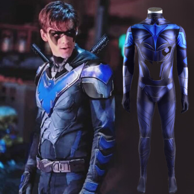 New Nightwing Jumpsuit Robin Bodysuit Cosplay Costume For Adult & Kids Halloween