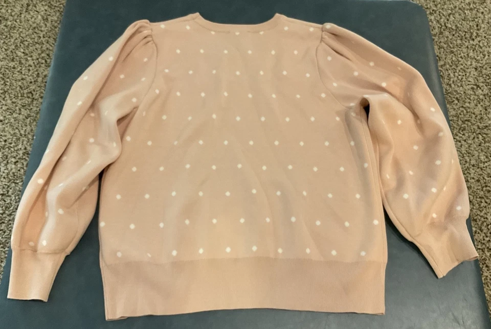 Suéter Pullover Adrianna Papell Para Mujer Talla 1X Rosa con Lunares Blancos Nuevo con Etiquetas $99 Foto 4 de 4