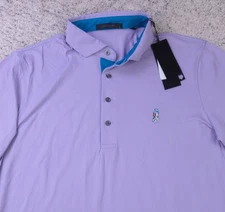 Greyson Polo Mens Large Cayuse Course Logo Golf Purple Cutaway Collar Shirt NWD