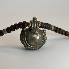 1930's Nepal himalayan Necklace with horn bead & Shell Pendant with pearl