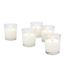 48ct Unscented Clear Glass Wax Filled Votive Candles White -