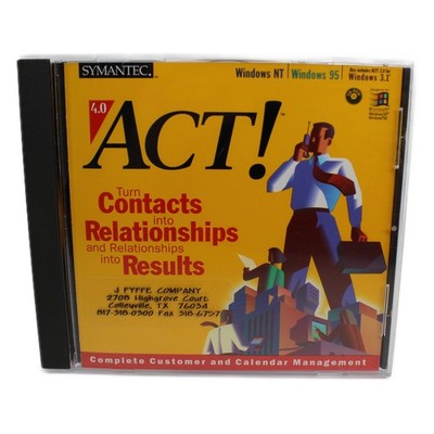 Symantec ACT! 4.0 CD-ROM for Windows NT 95 3.1 Business CRM Software Vintage