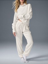 AIo Winter New waffle High Neck Hoodie Pullover Pants Sports Suit for Women Set