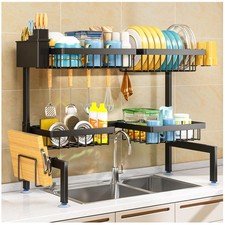 PurKeep Over the Sink Dish Drying Rack 2 Tier Expandable 24.8 35.4 4 Basket