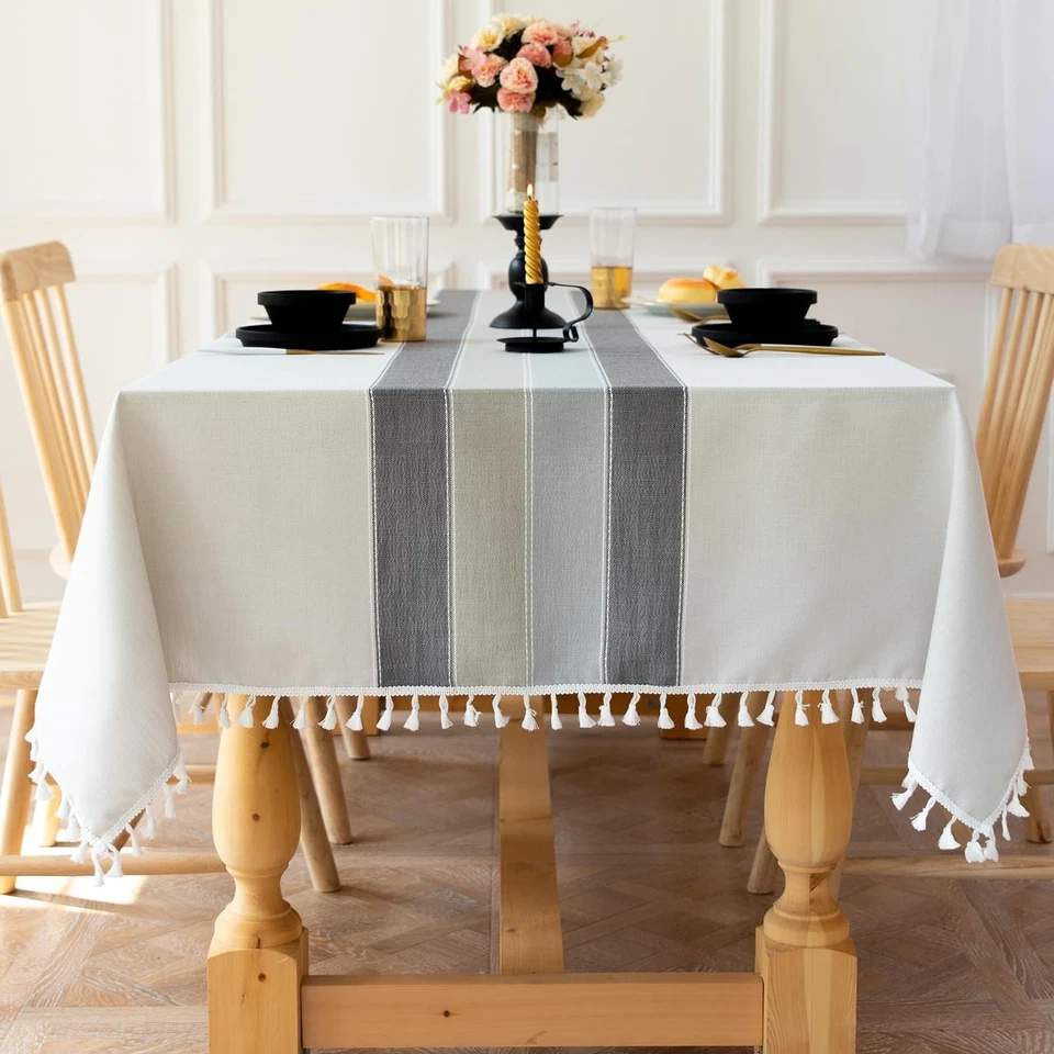 Chic Waterproof Tablecloth with Tassel - Perfect for 6-8 Seating Arrangements - Image 3 of 4