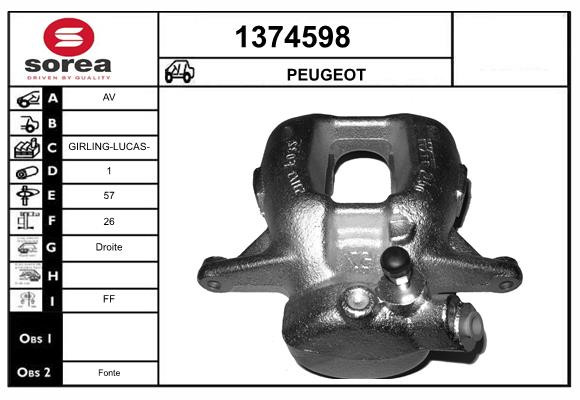 Étrier de frein SNRA 1374598 de haute précision métallique pour étrier arrière Peugeot 407 Berline