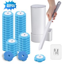 Disposable Toilet Brush 3-Layer Filter with 48 Replacement Heads, Storage Barrel