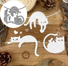 3Pcs/Set Cats Metal Die Cuts, Lovely Lying Cats Metal Cutting Dies Cut Stenci