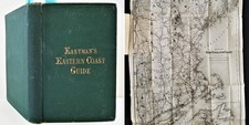 1871 antique GUIDE BOOK railroad EASTERN COAST NEW ENGLAND 2 foldout MAP history