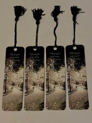 Set of 4 Inspirational Quote Plastic Bookmarks w Tassels Reading Book Lover Gift