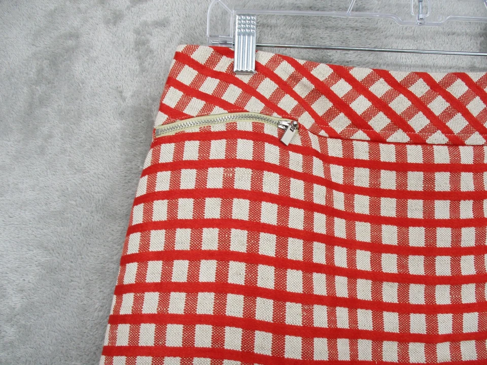 Saia Worth New York 8 lápis quadriculado mistura de linho reta carreira zíper preppy - Imagem 3 de 4