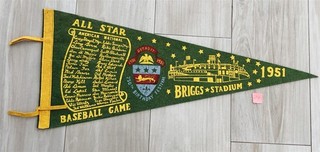 1951 MLB ALL STAR GAME BRIGG STADIUM BASEBALL LARGE 29 INCH PENDANT LOT #74