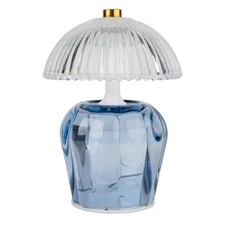 Vintage Ridged Glass Led Table Lamp - Blue