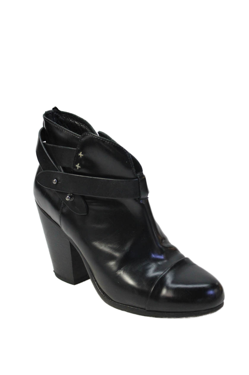 Rag & Bone Womens Block Heel Cap Toe Leather Booties Black Size 38.5Free Shipping in US $100+ Orders | $6.95 Orders Below