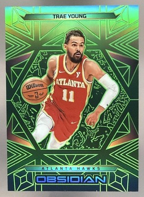 2024-25 Panini Obsidian Trae Young #73 Electric Etch Green Flood /25 Hawks
