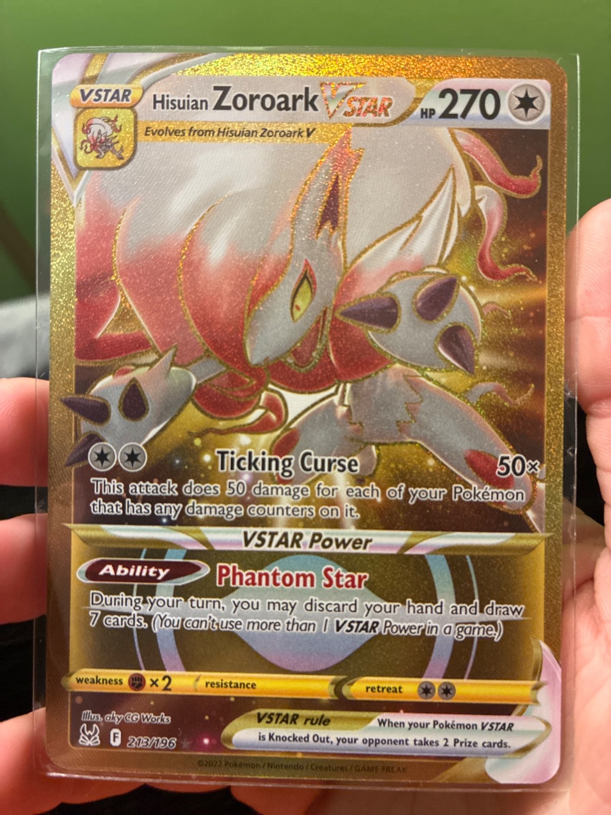 Hisuian Zoroark VSTAR (Secret) 213/196 Swsh11: Lost Origin Holo