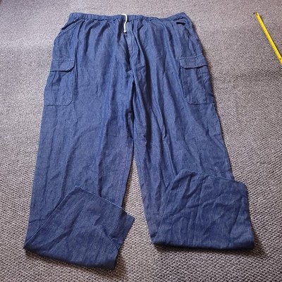 KingSize Denim Cargo Pants Mens 4XL x 40 Tall 4XLT Blue Cotton Jeans Elastic