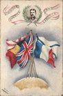 CABINET CARD SIZE HAND COLOURED WW1 PROPAGANDA LORD KITCHENER ALLIED FLAGS