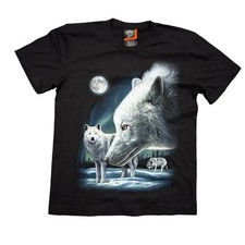 Rock Eagle Wolf Pack Moon Graphic T Shirt Black Cotton Size Medium NWT