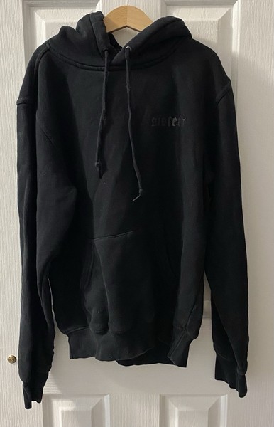 SISTERS Ladies Black Hooded Pullover Hoodie Logo Fleece Pockets Size XS
