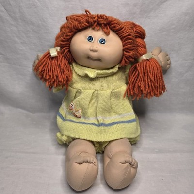1983 Coleco Cabbage Patch Kids Doll Red Hair Blue Eyes Yellow Dress Original