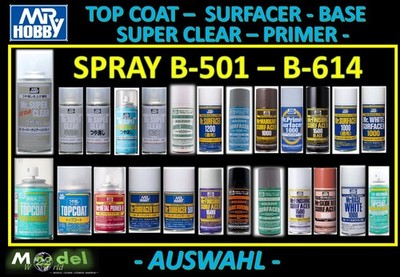 MW22 MR HOBBY B501-B614 TOP COAT SURFACER SUPER CLEAR  SPRAYS AUSWAHL